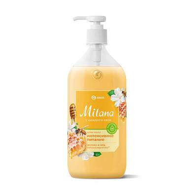 Мыло-крем жидкое гипоаллергенное 1 л, GRASS MILANA "Молоко и мед", дозатор, 126101 (арт. 702605)