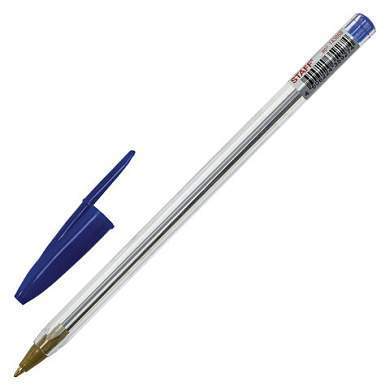 Ручка шариковая STAFF "Basic Budget BP-04", СИНЯЯ, линия письма 0,5 мм, с штрихкодом, 143868 (арт. 143868)