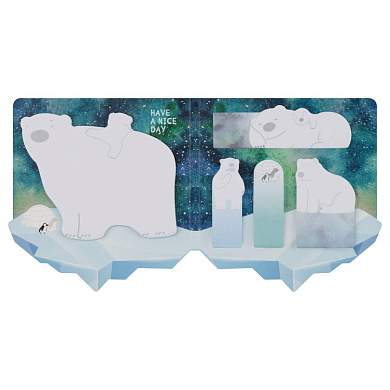 Флажки-закладки и самоклеящиеся блоки в наборе MESHU "Polar Bears", 20л*5 цветов, европодвес (арт. 377504)