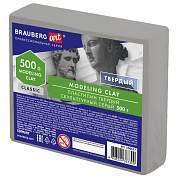 Пластилин скульптурный BRAUBERG ART CLASSIC, серый, 0,5 кг, твердый, 106517 (арт. 106517)