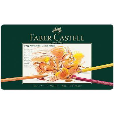 Карандаши цветные художественные Faber-Castell "Polychromos", 120цв., заточен., метал. коробка (арт. 285920)