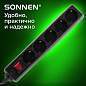 Сетевой фильтр SONNEN U-3513, 5 розеток, с заземлением, выключатель, 10 А, 3 м, черный, 513489 (арт. 513489)