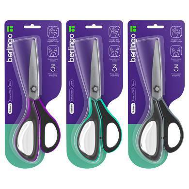 Ножницы Berlingo "Easycut 350", 21см, ассорти, эргономичные ручки, мягкие вставки, европодвес (арт. 326342)