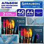 Альбомы для рисования ДЭК, А4, 40 л., КОМПЛЕКТ 2 шт., гребень, глянцевый лак, BRAUBERG, 200х290 мм, "Кисти", 107735 (арт. 107735)