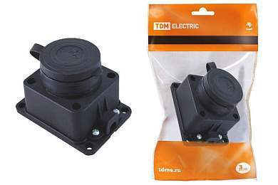 TDM розетка настенная с заглушкой каучук 2Р+РЕ 16А 220В IP44 (12!) SQ0612-0003 (арт. 423965)