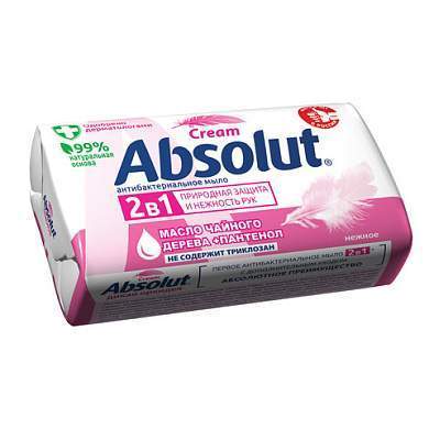 Мыло туалетное антибактериальное 90 г ABSOLUT (Абсолют) "Нежное", не содержит триклозан, 6058, 6001,6058 (арт. 600589)