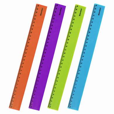 Линейка пластиковая 30 см BRAUBERG "NEON", непрозрачная, ассорти, 210751 (арт. 210751)