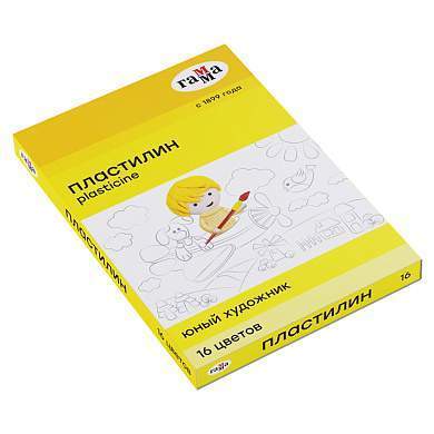 Пластилин Гамма "Юный художник" NEW, 16 цветов, 224г, со стеком, картон. упаковка (арт. 298648)