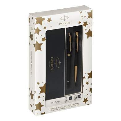 Набор Parker "Urban Duo": ручка шариковая Urban Black GT, синяя, 1,0мм + перьевая ручка Urban Black GT (арт. 359542)
