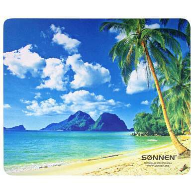 Коврик для мыши SONNEN "BEACH", резина + ткань, 260х220х3 мм, 513294 (арт. 513294)