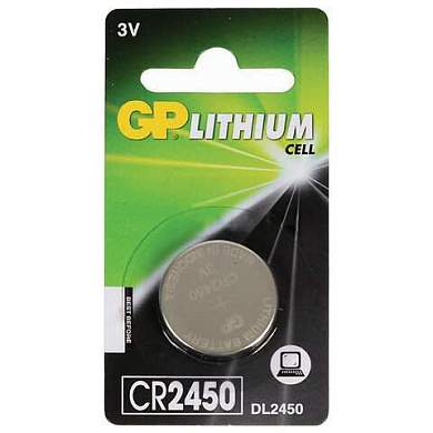 Батарейка литиевая GP Lithium CR2450 "таблетка, дисковая, кнопочная" 1 шт., блистер, CR2450-2C1 (арт. 454103)
