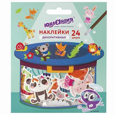 Наклейки из EVA "Зверушки", 24 штуки, ассорти, ЮНЛАНДИЯ, 662686 (арт. 662686)