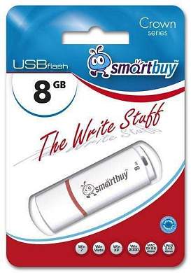 Флэш-диск (флэшка) USB  8Gb SmartBuy Crown White (SB8GBCRW-W) (арт. 457530)