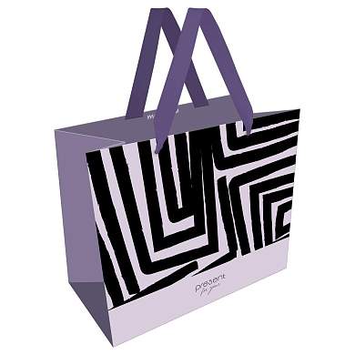 Пакет подарочный 32*26*12см MESHU "Black stripes", матовая ламинация (арт. 382343)