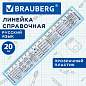 Линейка пластиковая 20 см BRAUBERG, справочная, русский язык, 210899 (арт. 210899)