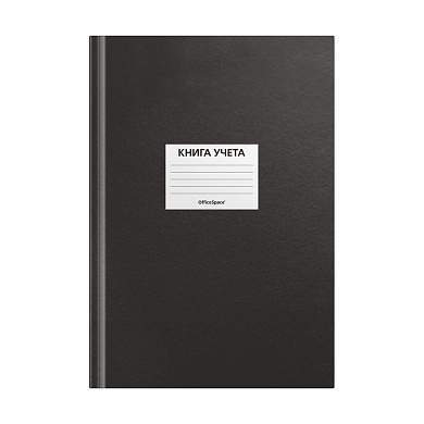 Книга учета OfficeSpace, А4, 96л., клетка, 200*290мм, бумвинил, цвет черный, блок офсетный, наклейка (арт. 315597)