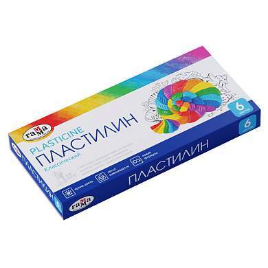 Пластилин Гамма "Классический", 06 цветов, 120г, со стеком, картон. упаковка (арт. 268014)