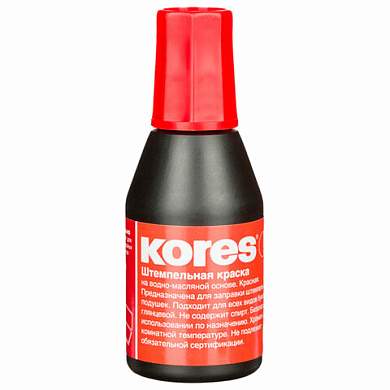 Краска штемпельная KORES красная 28 мл, на водно-масляной основе, 71324, 4969 (арт. 238953)