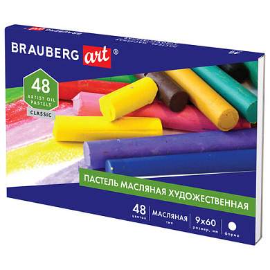 Пастель масляная художественная BRAUBERG ART CLASSIC, 48 цветов, круглое сечение, 182103 (арт. 182103)