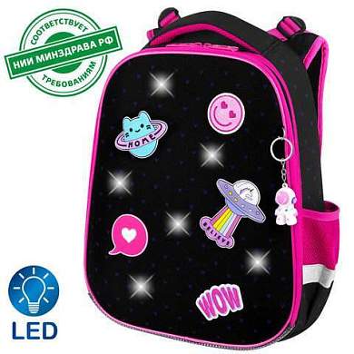 Ранец BRAUBERG PREMIUM, 2 отделения, с брелоком, "Space sweets", LED-ЛАМПОЧКИ, 38х29х16 см, 272020 (арт. 272020)