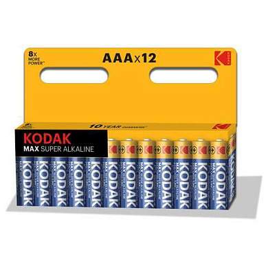 Батарейки алкалиновые "мизинчиковые" КОМПЛЕКТ 12 шт., KODAK Max Super Alkaline, ААА (LR03,15А), блистер, Б0008960 (арт. 457376)
