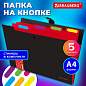 Папка-органайзер на кнопке 5 отделений, BRAUBERG "Extra", А4, черная с красным, 274095 (арт. 274095)