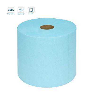 Бумага протирочная OfficeClean Professional 2-х слойн., 350м/рул, 24*30см, цвет синий, (Система W1) (арт. 279671)