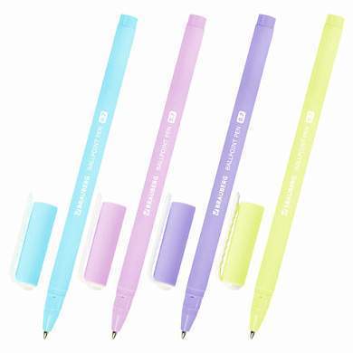 Ручка шариковая BRAUBERG SOFT TOUCH STICK "PASTEL" СИНЯЯ, мягкое покрытие, корпус ассорти, узел 0,7 мм, 143698 (арт. 143698)