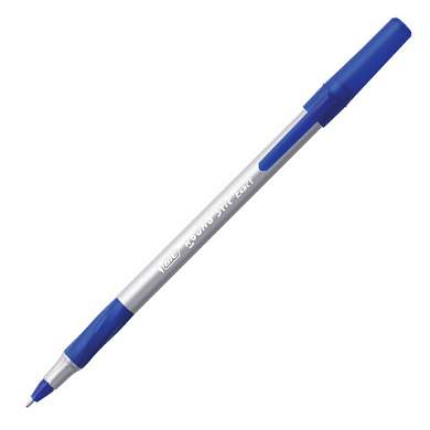 Ручка шариковая с грипом BIC "Round Stic Exact", СИНЯЯ, корпус серый, узел 0,7 мм, линия письма 0,28 мм, 918543 (арт. 141767)