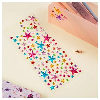 Наклейки акриловые MESHU "Shiny stars", 25*10см, стразы, 137 наклеек, инд. уп., европодвес (арт. 342251)