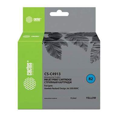 Картридж струйный CACTUS (CS-C4913) для плоттеров HP DesignJet 500/510/800, желтый (арт. 361858)