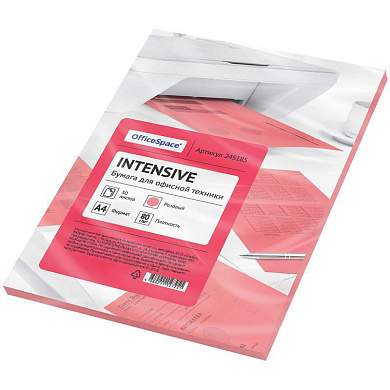 Бумага цветная OfficeSpace intensive А4, 80г/м2, 50л. (розовый) (арт. 245185)