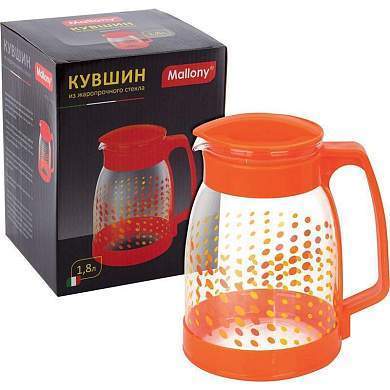 Кувшин из жаропр стекла Brocca-1800 с пласт руч, 1,8 л Mallony 910115 (арт. 692683)