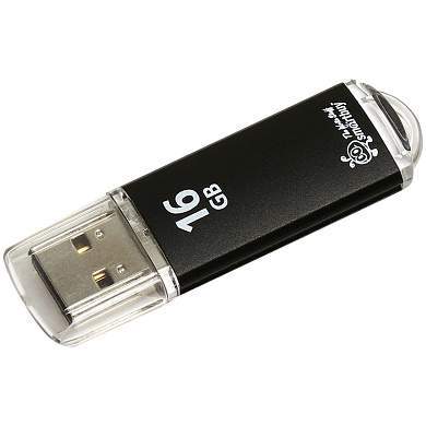 Память Smart Buy "V-Cut" 16GB, USB 2.0 Flash Drive, черный (металл. корпус ) (арт. 227882)