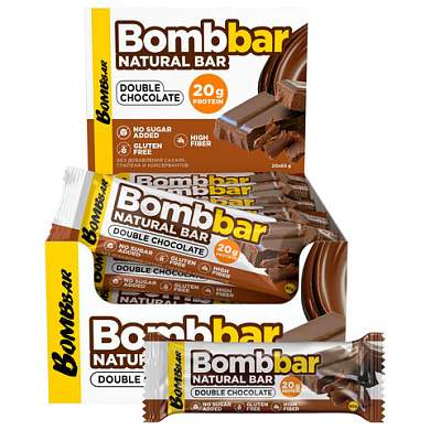 Батончик BOMBBAR "Двойной Шоколад" без сахара 60 г, шоу-бокс, ББР518 (арт. 624742)
