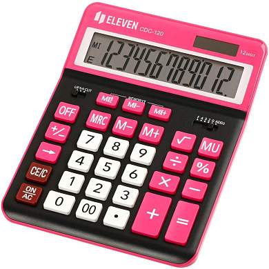 Калькулятор настольный Eleven CDC-120-BK/RD, 12 разрядов, двойное питание, 155*206*38мм, черный/красный (арт. 365647)
