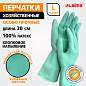 Перчатки МНОГОРАЗОВЫЕ латексные LAIMA, С АРОМАТОМ АЛОЭ, зеленые, хлопчатобумажное напыление, размер L (большой), вес 55 г, 700546 (арт. 700546)