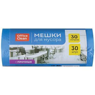 Мешки для мусора 30л OfficeClean ПНД, 50*60см, 10мкм, 30шт., прочные, синие, в рулоне (арт. 228593)