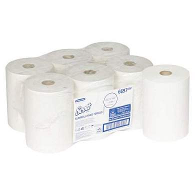 Полотенца бумажные рулонные KIMBERLY-CLARK Scott, КОМПЛЕКТ 6 шт., Slimroll, 190 м, белые, 6697 (арт. 117752)
