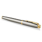 Ручка-роллер PARKER "IM Core Brushed Metal GT", серебристый матовый лак, позолота, черная, 1931663 (арт. 142541)