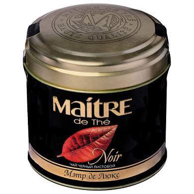 Чай листовой MAITRE "Мэтр де Люкс" черный 100 г, жестяная банка, бар165р (арт. 620404)