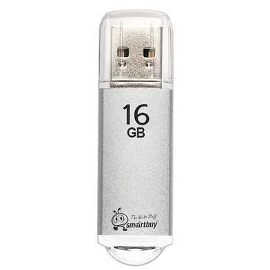 Флеш-диск 16 GB, SMARTBUY V-Cut, USB 2.0, металлический корпус, серебристый, SB16GBVC-S (арт. 512196)