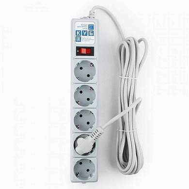 Power Cube (КУБ) Классик сет. удл.-фильтр ПВС 3х0.75 5 роз. 5 м 10А СЕРЫЙ (РФ) SPG-B-15 (арт. 6099)