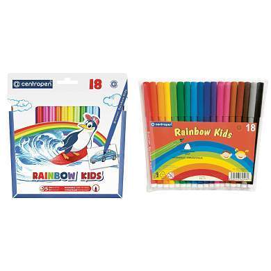 Фломастеры Centropen "Rainbow Kids", 18цв., трехгранные, смываемые, ПВХ (арт. 214285)