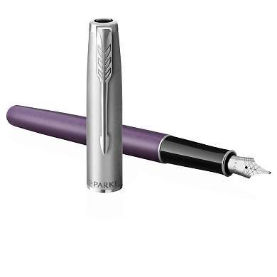 Ручка перьевая Parker "Sonnet Sand Blasted Metal&Violet Lacquer" черная, 0,8мм, подарочная упаковка (арт. 359513)
