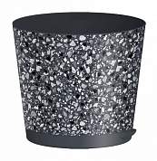 Горшок для цветов Stone Flower D=120мм (0,75л) прикорн.полив с декором, серый 221606835/01 Homver (арт. 800988)