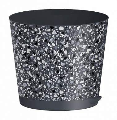 Горшок для цветов Stone Flower D=120мм (0,75л) прикорн.полив с декором, серый 221606835/01 Homver (арт. 800988)