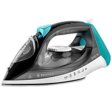 Утюг BRAYER BR4008, 2400 Вт, керамическое покрытие, автоотключение, самоочистка, антикапля, серый (арт. 456611)