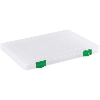 Папка для документов СТАММ А4, 230*305*23мм, пластик., прозрачная, зеленые защелки (арт. 367572)