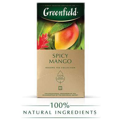 Чай GREENFIELD "Spicy Mango" зеленый с манго, 25 пакетиков по 1,5 г, 1725-10 (арт. 623509)